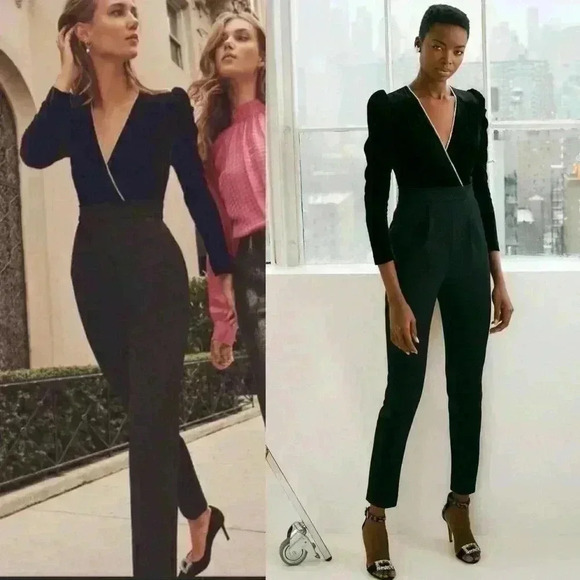 NWT Veronica Beard Cleo Crystal-embellished Velvet Crepe Jumpsuit Size … - Picture 3 of 14